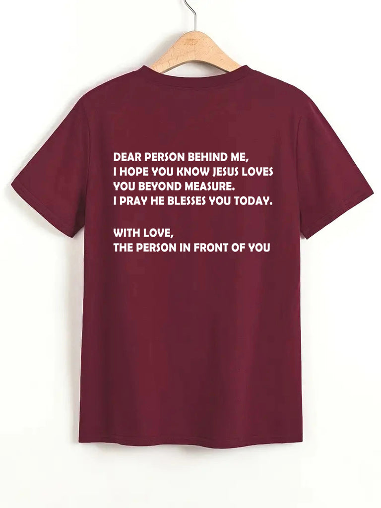 Women's Top Round Neck Slogan Printed Short Sleeves