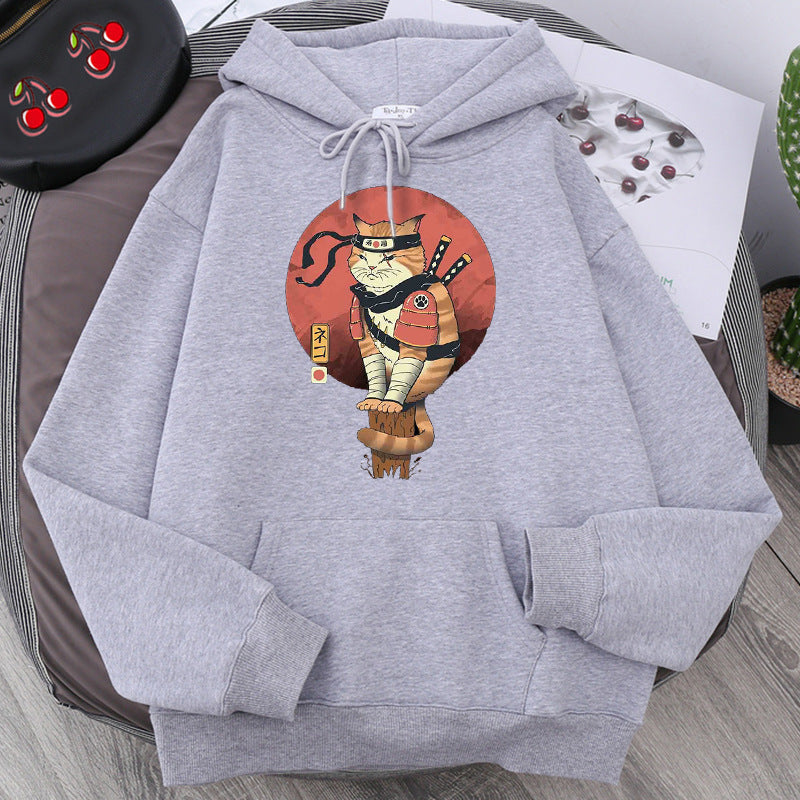 Cat Printing Hoodie Men Fashion Couple Hood