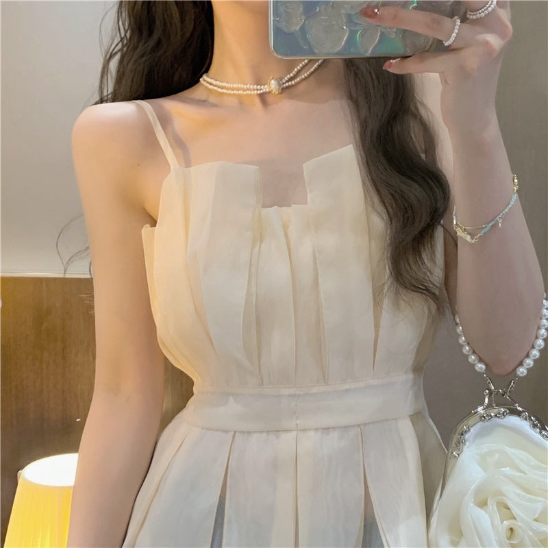 Spring New Design Sense Niche Short Ruffled Beauty Back Top