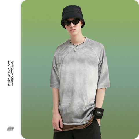 Ruffled haze loose short-sleeved T-shirt men