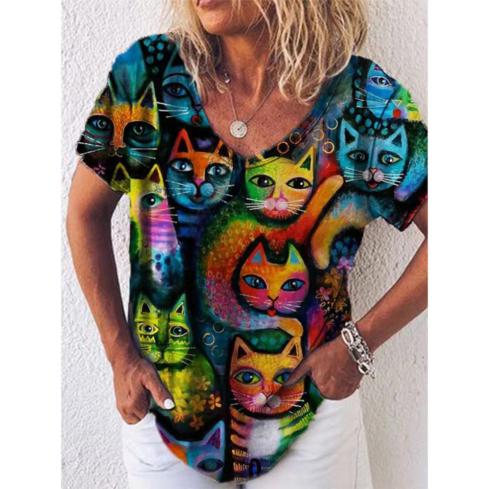 T-shirt Animal Print Casual Loose Street Trend