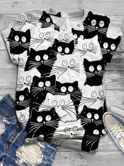 European And American Animal Printed Short Sleeved T-shirt