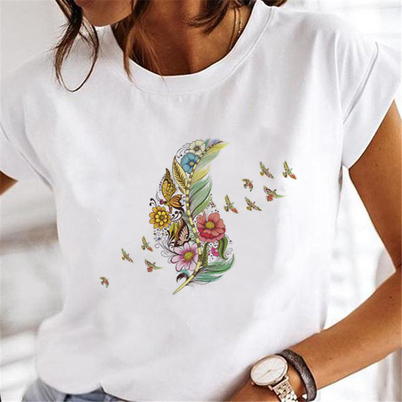 Street Personalized Feather Versatile T-shirt