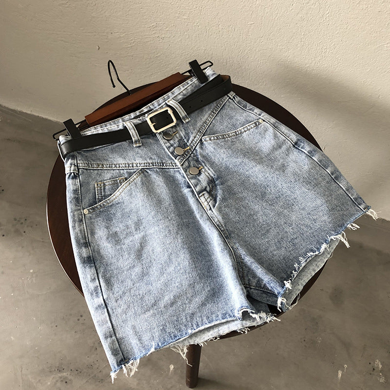 Wide-leg fleece hot pants Denim shorts