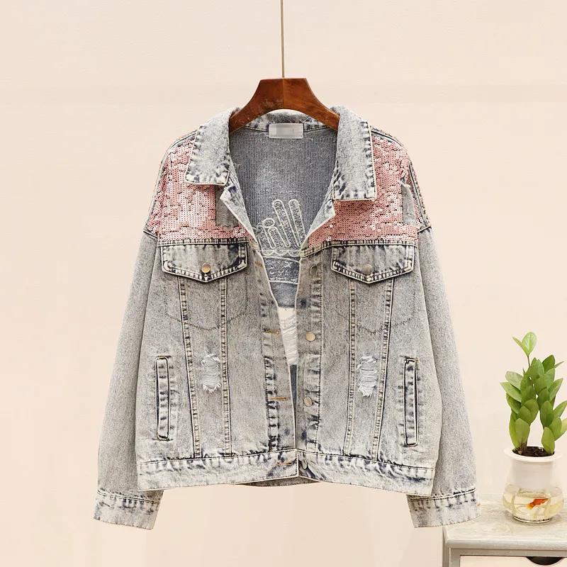 Loose Distressed Denim Jacket Women Jacket
