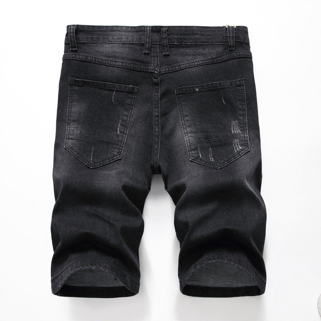 Denim Stretch Ripped Slim Denim Shorts