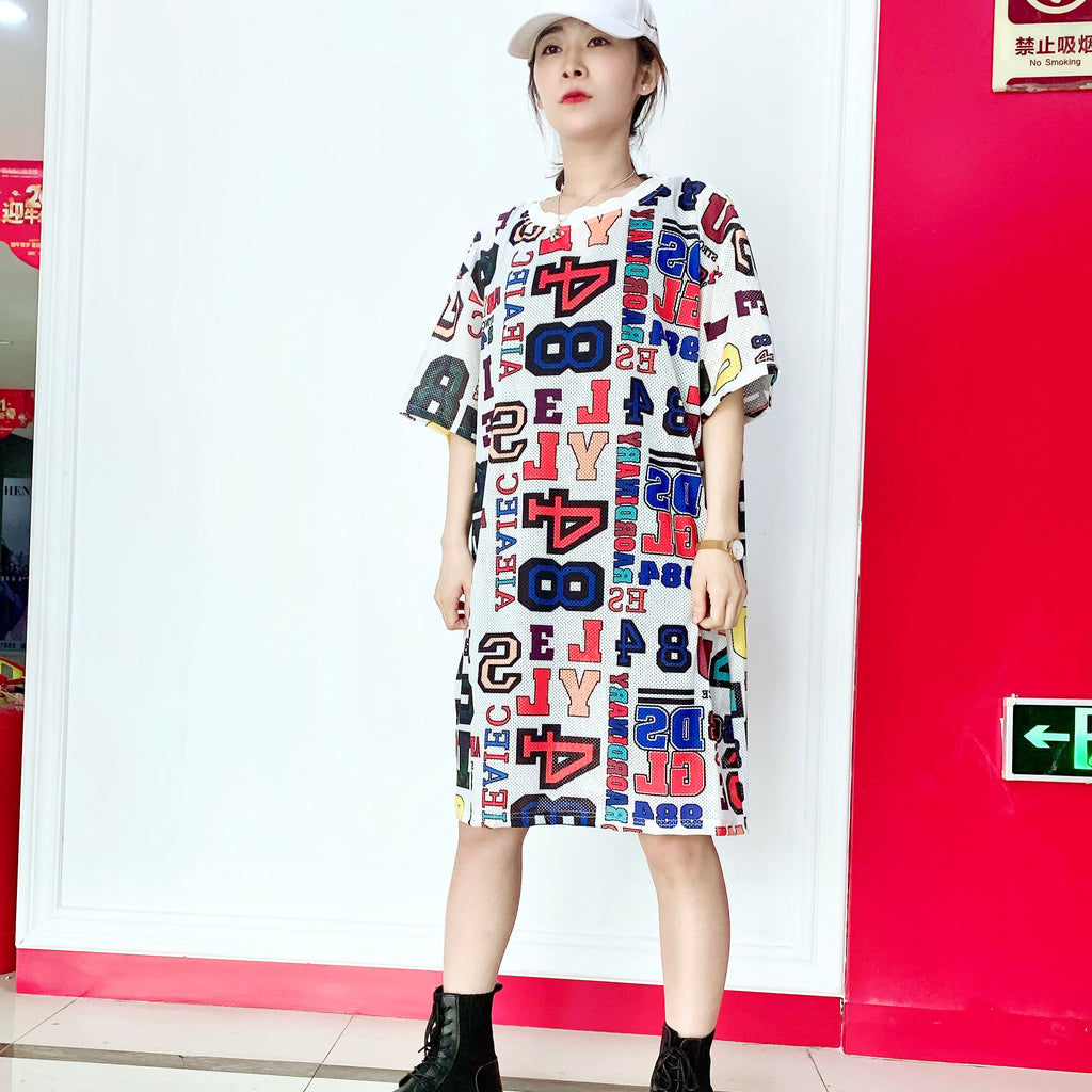 Short Sleeved Loose Fitting Oversized Summer Breathable T-shirt Dress