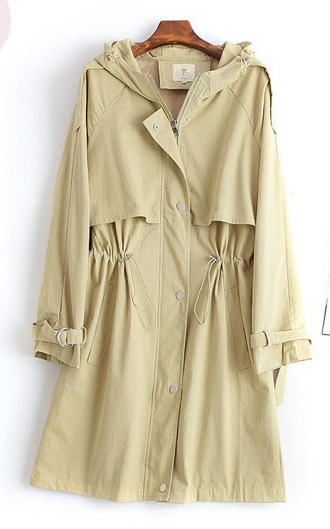 Hooded straight women's trench coat