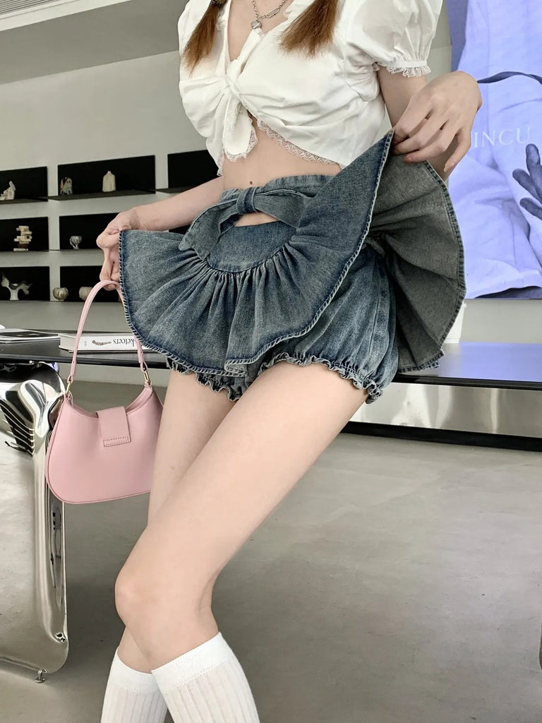 Butterfly Denim Skirt For Women
