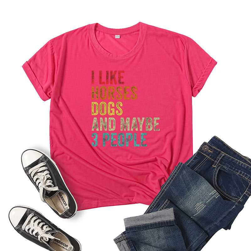 Printed Short Sleeve Crew Neck T-Shirt Summer