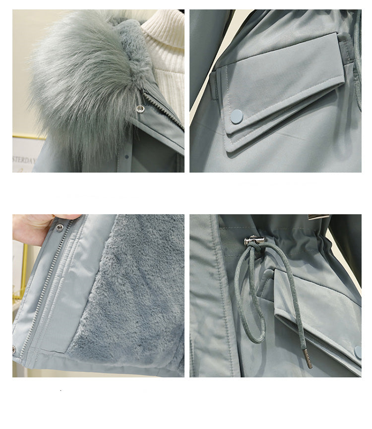 Korean Style Loose Cotton Short Fleece Parka