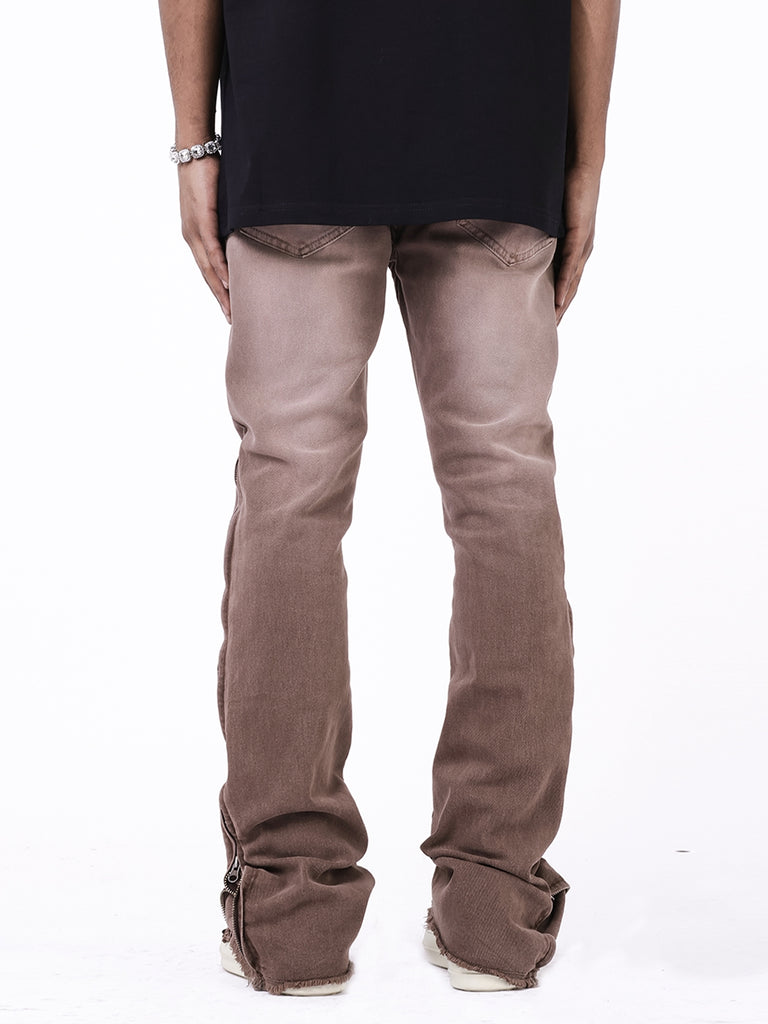 Men's Micro Speaker Side Zipper Washed Rough Edge Casual Jeans