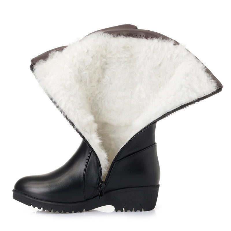 New Winter Women's Boots Flat Wedge Heel High Boots