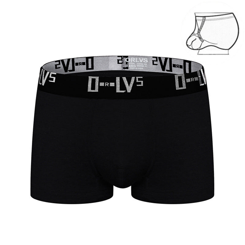 Simple Ring Lift U Convex  Mid-waist Boxer Pants For Men