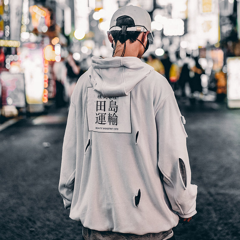 Ripped Hoodie Men Fall Popular Hip-hop