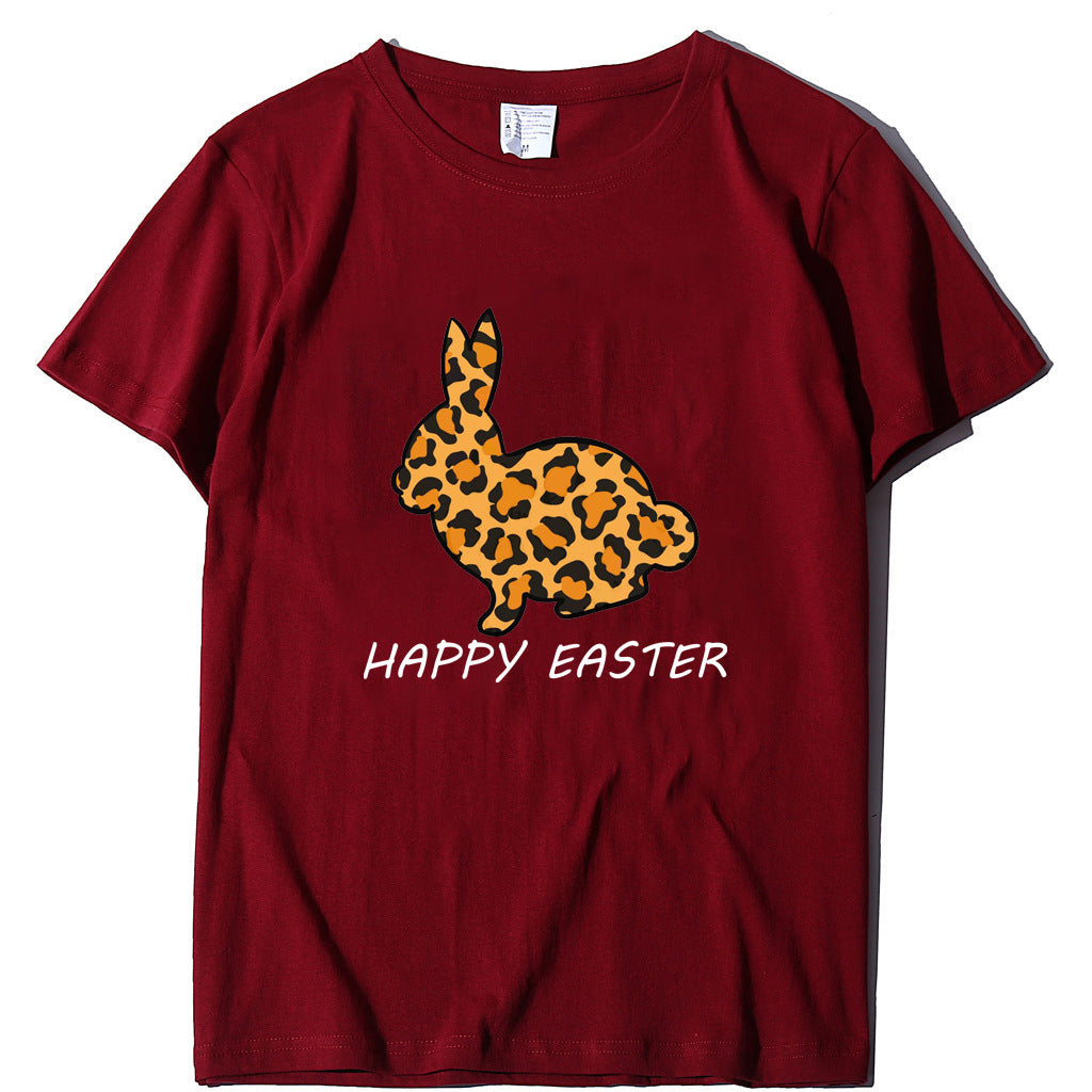 European And American Women's Easter Bunny Printed Short Sleeves