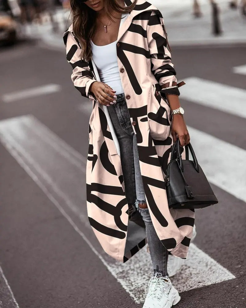 Fashion Personality Casual Lapel Mid-length Trench Coat Women