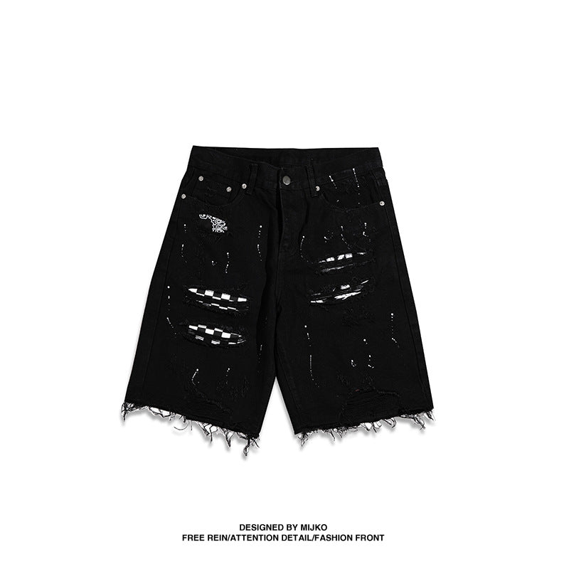 Street denim shorts