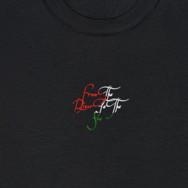 European And American Digital Printing From River To Sea Casual Round Neck Short Sleeves T-shirt