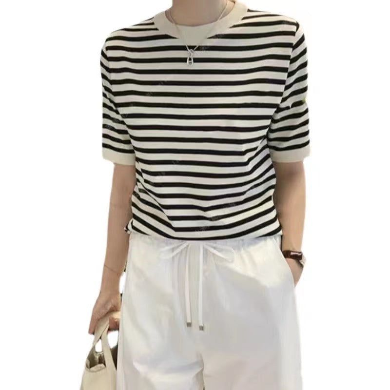Women's Cool Loose Round Neck Ice Silk Knitted Sweater