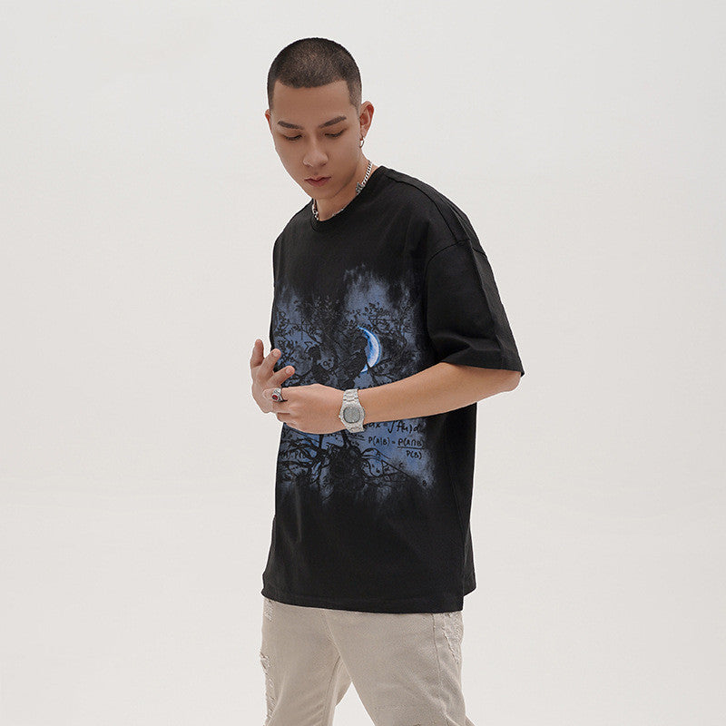 White Ink Digital Direct Print Short Sleeve T-shirt