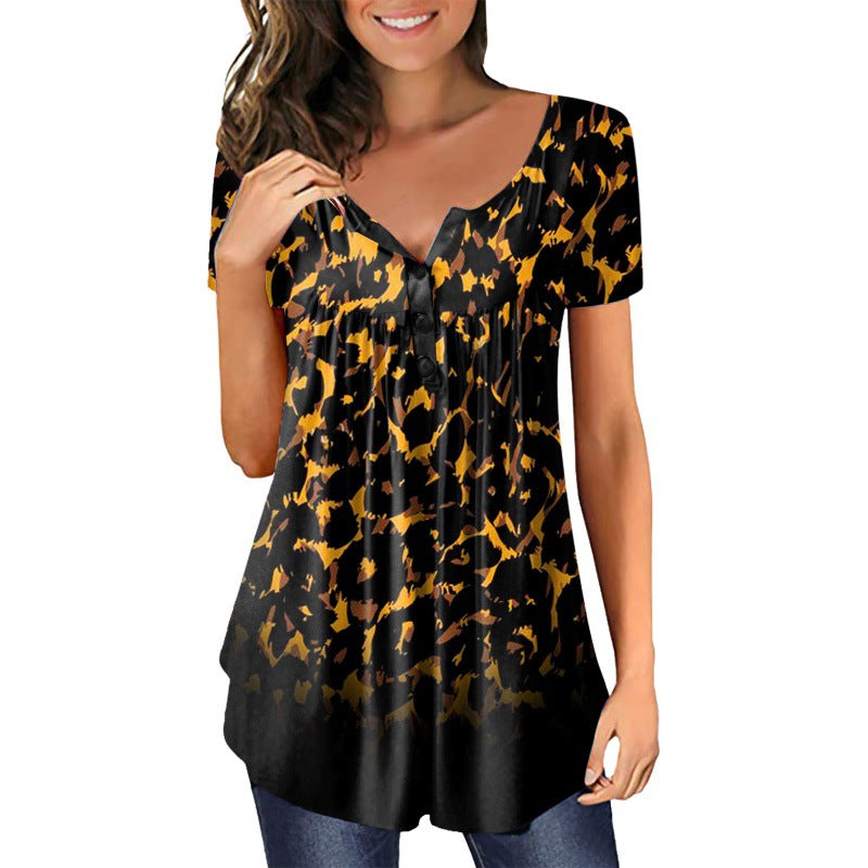 Loose V-neck Women's Top T-shirt