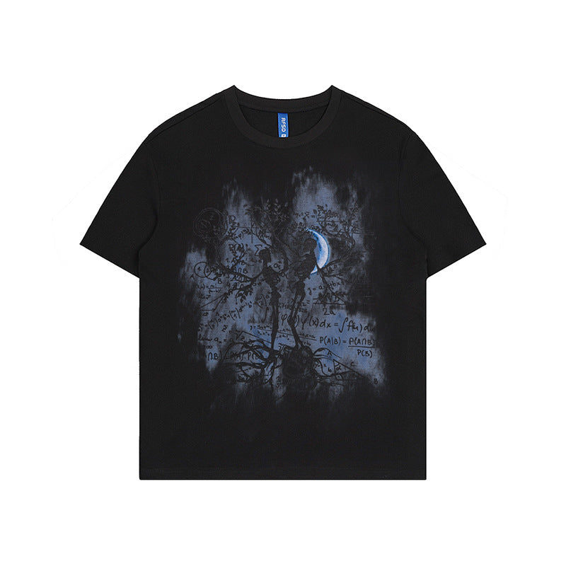 White Ink Digital Direct Print Short Sleeve T-shirt