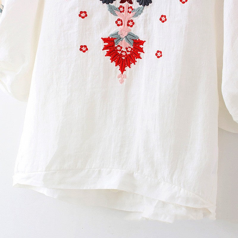 European And American Embroidery Loose Top Women's Clothing