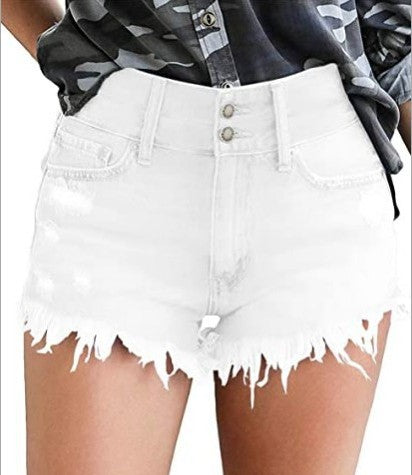 Fringed Ladies High Stretch Denim Short