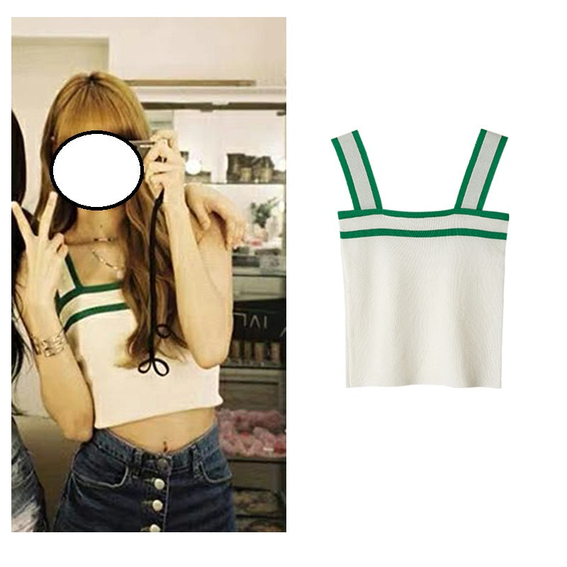 Slim Slim Short Suspender Knitted Top Tank Top Female Slim Slim Short Suspender Knitted Top Tank Top Female