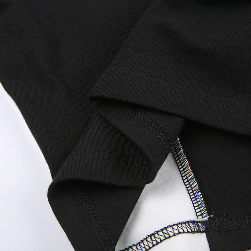 Letter Print Contrast Short Sleeve