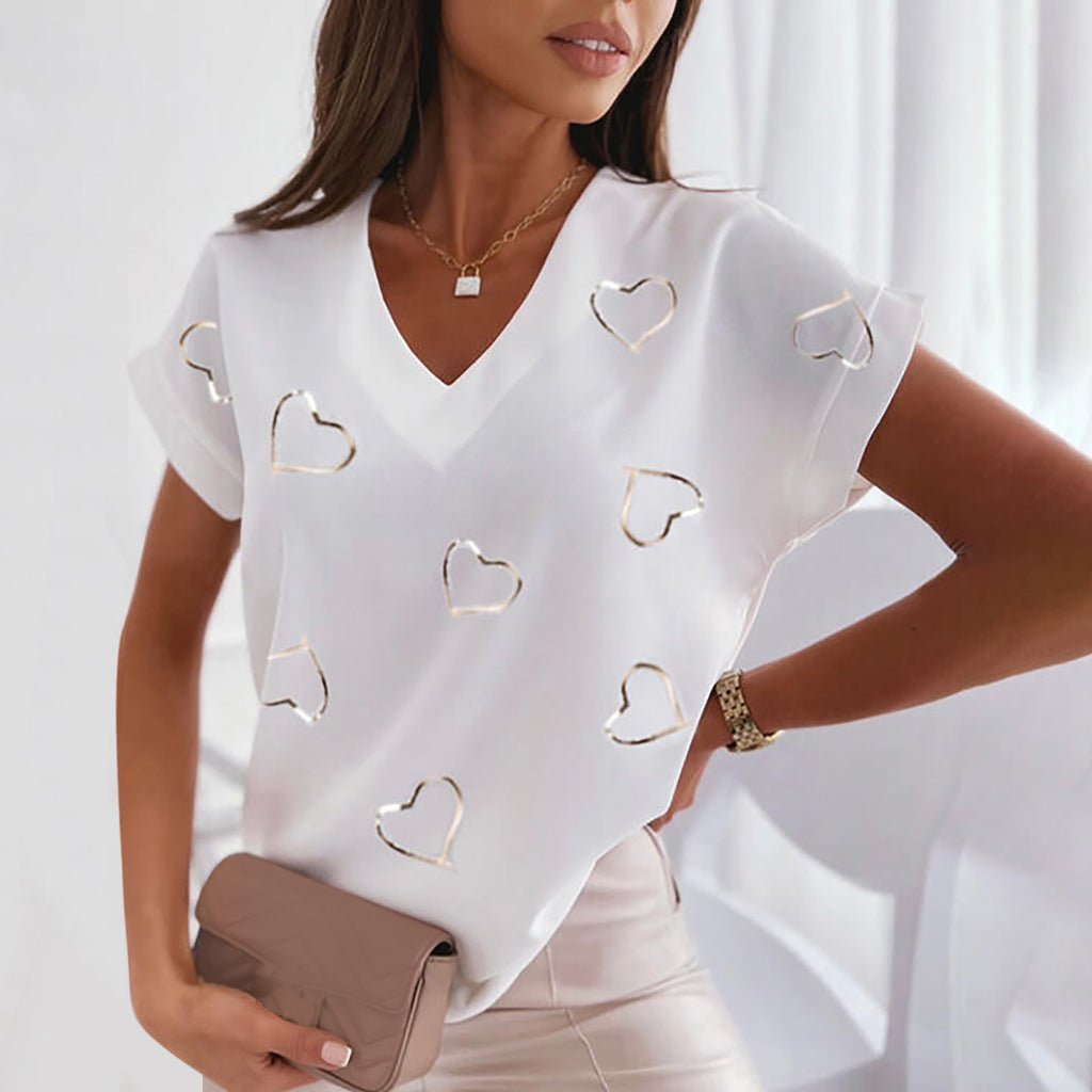 Women's Casual T Blood Print V