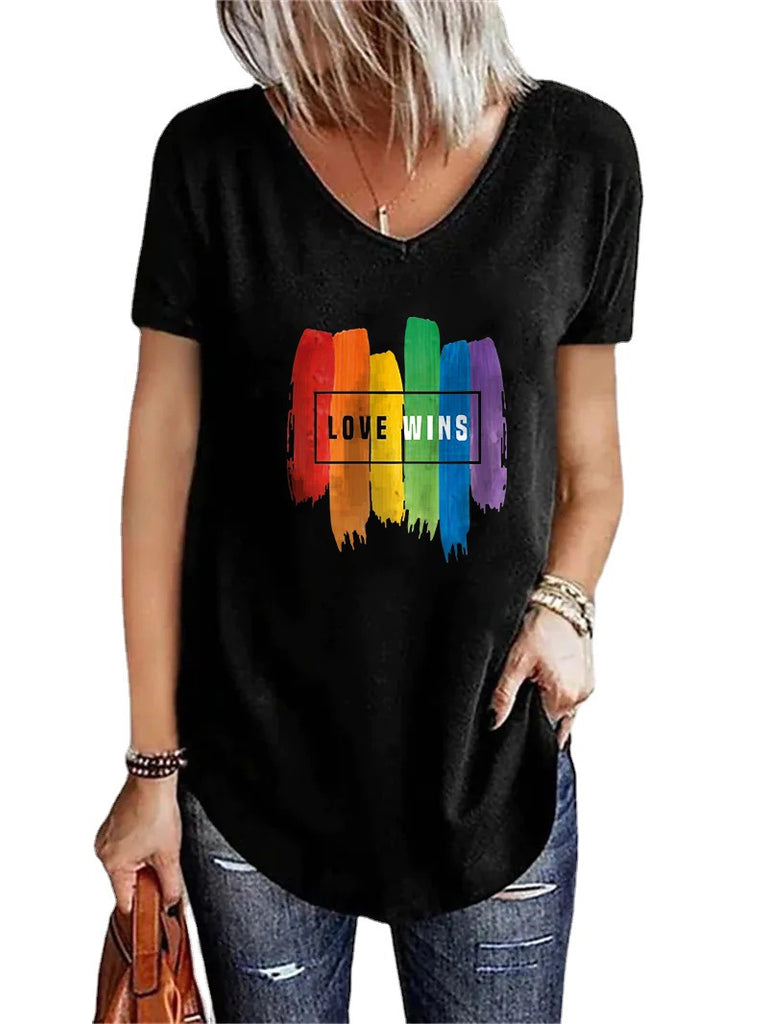 Rainbow Letter Printing Lady Temperament Commuting Fashion