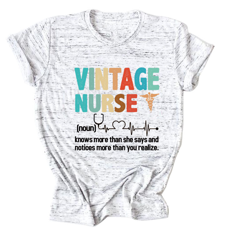 Letter Printed Women's Round Neck Short Sleeves