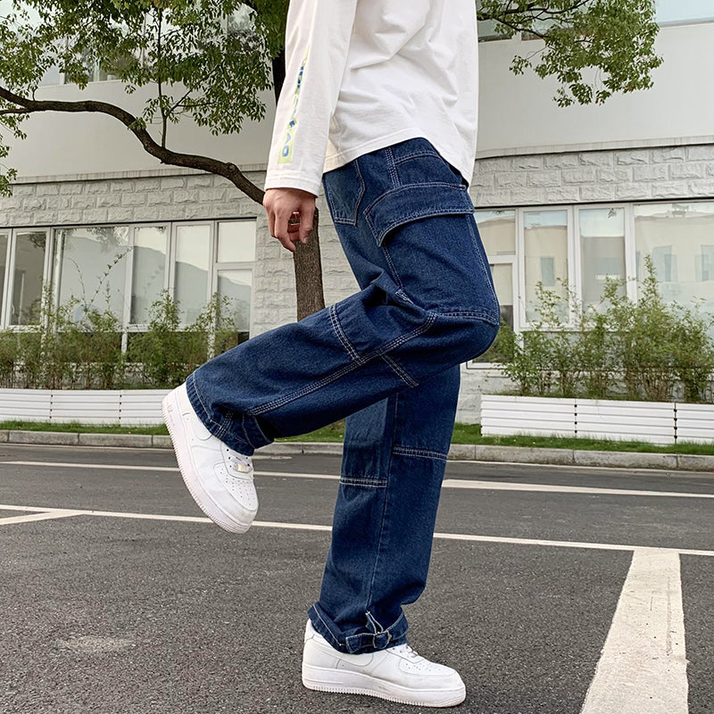 Men Wide Leg Jeans Hip Hop Casual Men Wide Leg Jeans Hip Hop Casual