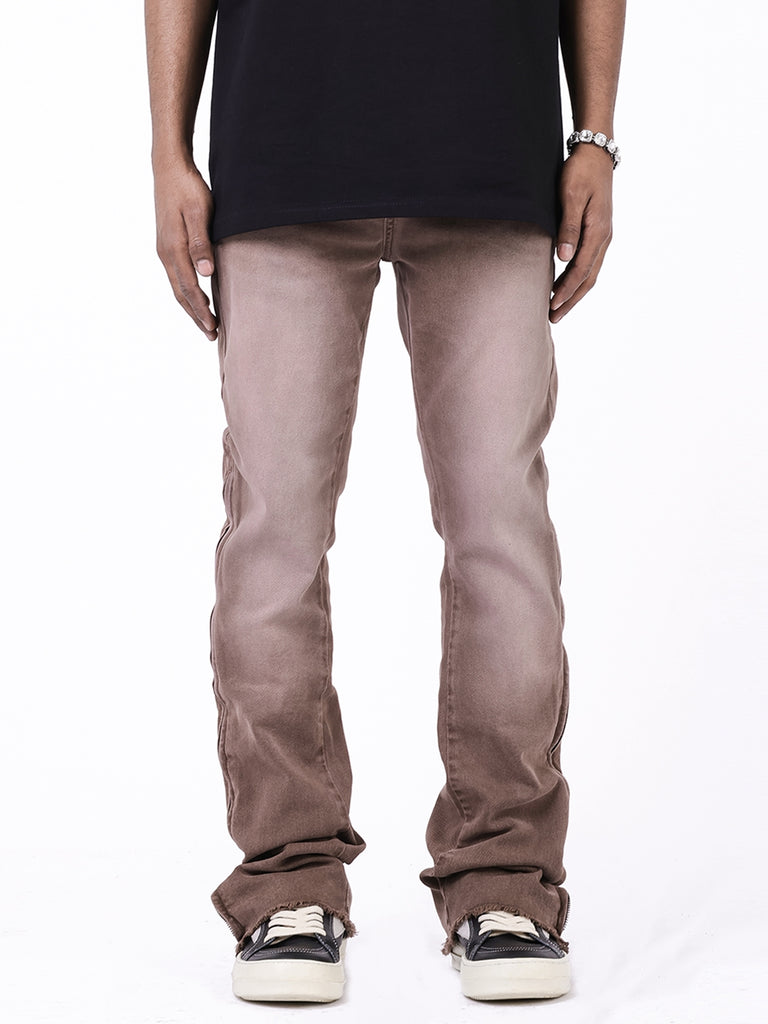 Men's Micro Speaker Side Zipper Washed Rough Edge Casual Jeans
