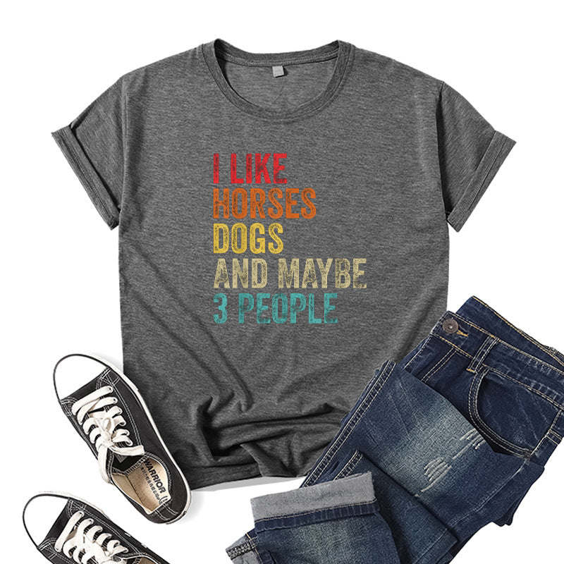 Printed Short Sleeve Crew Neck T-Shirt Summer