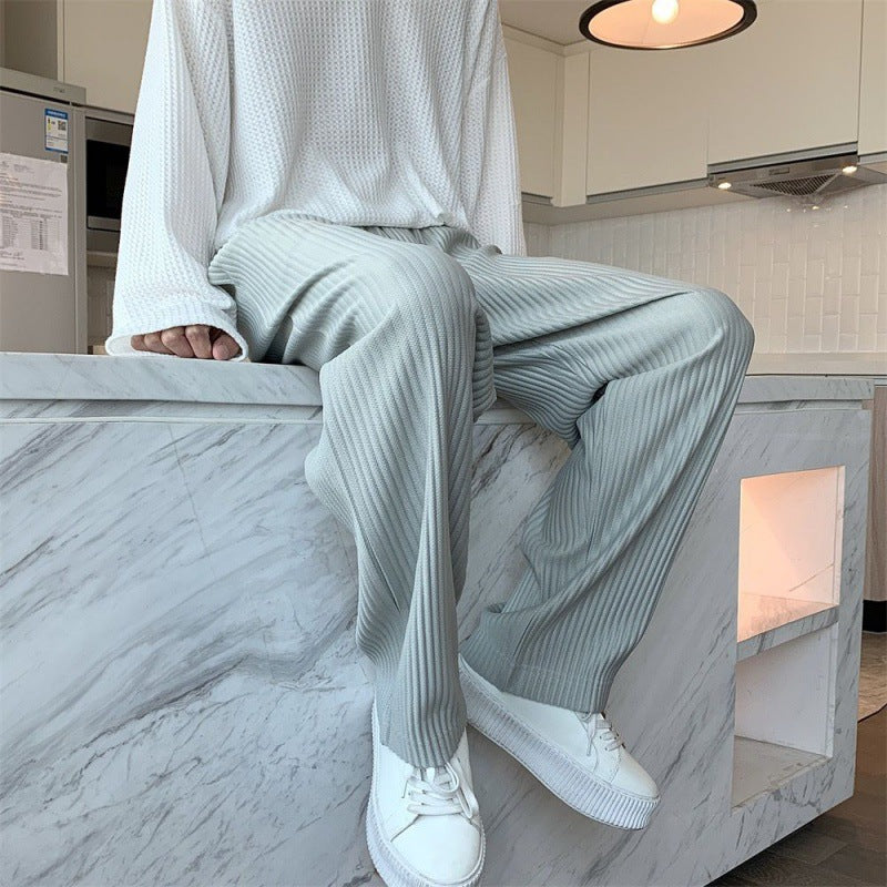 Texture Wide-leg Pants Vertical Stripes Men And Women Casual