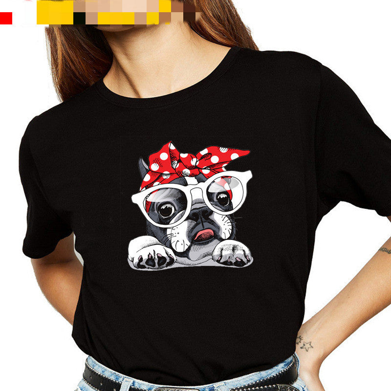 Dog Print Top T Shirt White
