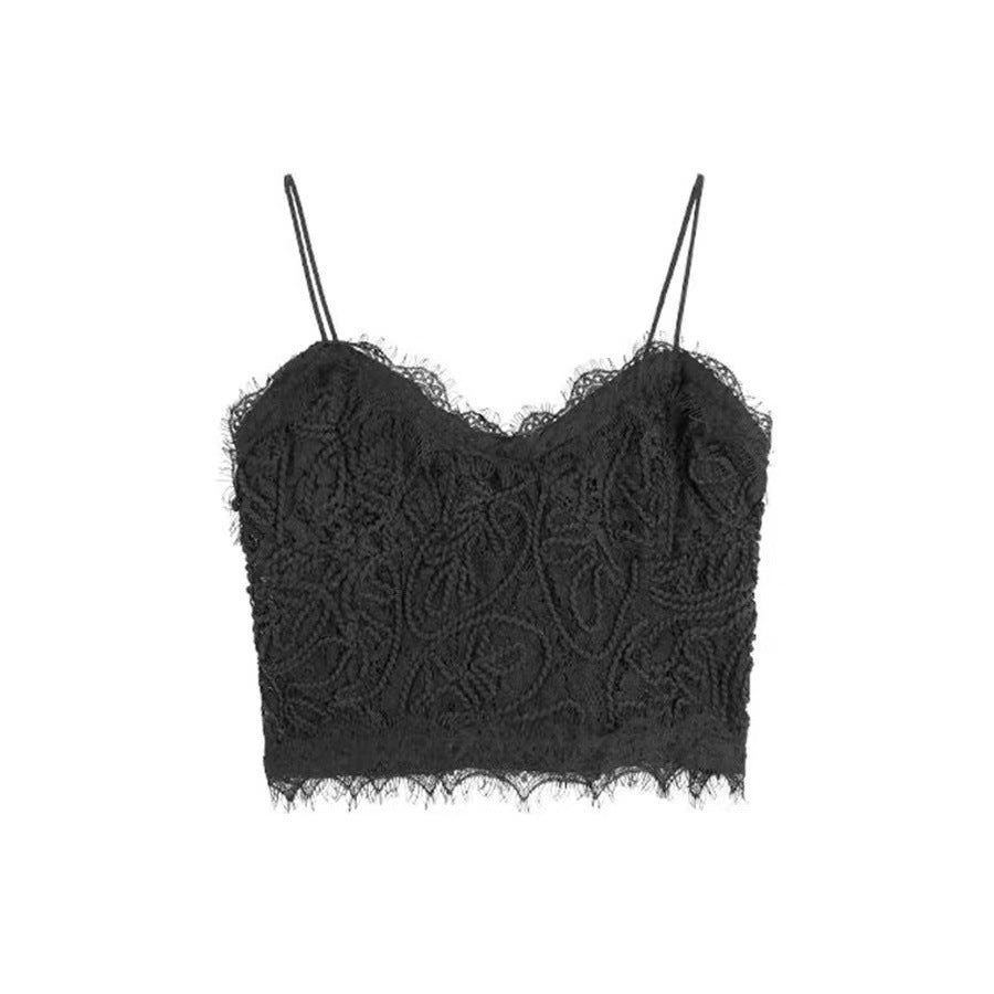 French Sweet Lace Strap Tank Top