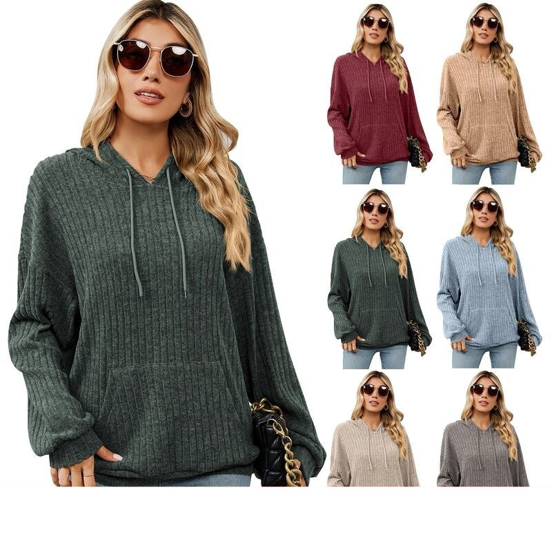 Knitted Sweater With Hooded Pit Stripe Kangaroo Pocket Sweater Knitted Sweater With Hooded Pit Stripe Kangaroo Pocket Sweater