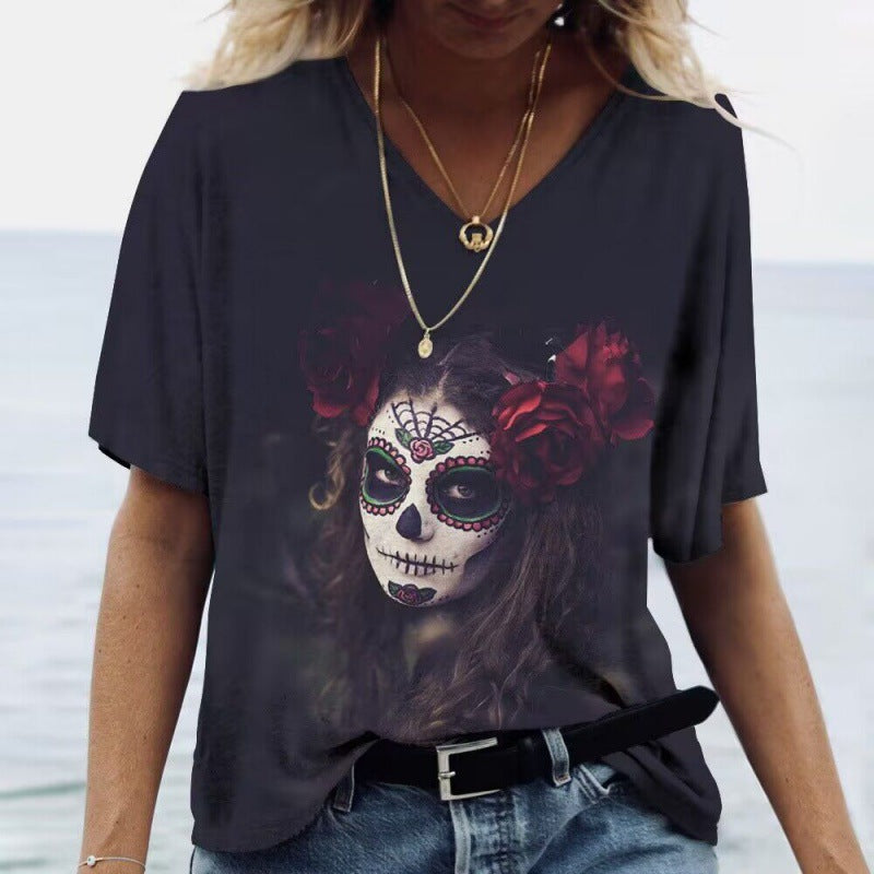 V-neck Fashion Versatile Casual T-Shirt