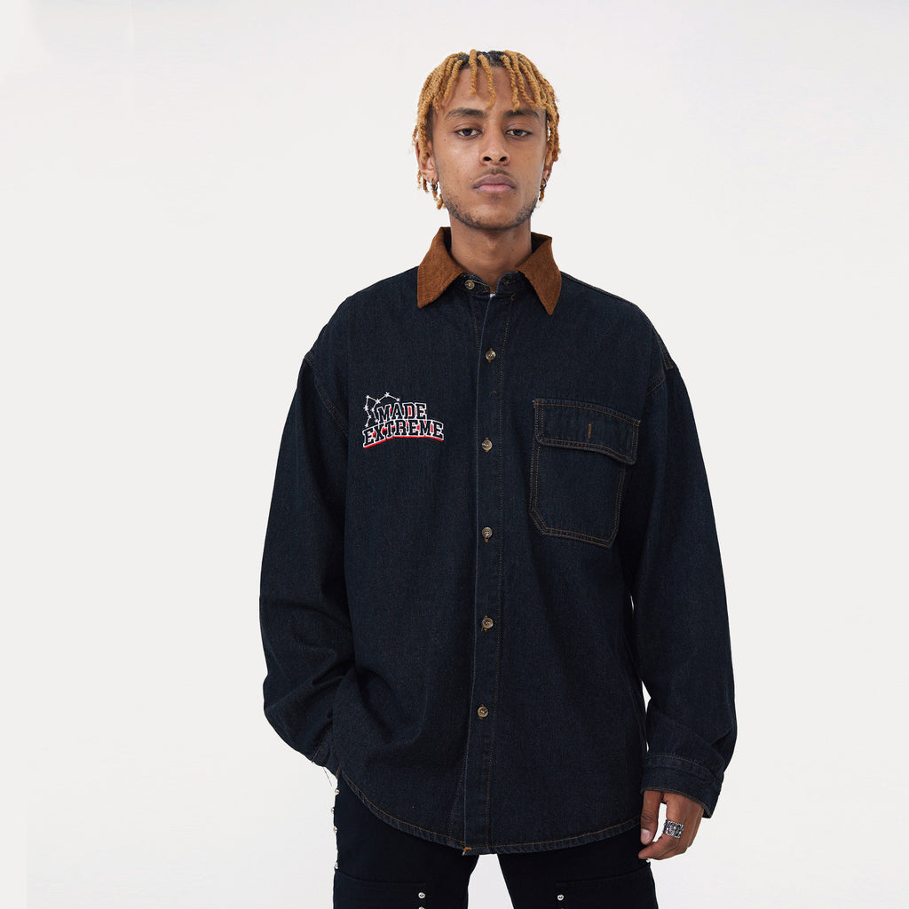 Street Retro Letters Embroidered Thin Denim Jacket For Men