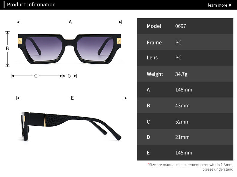 Fashion Catwalk Square Frame Butterfly Sunglasses For Men
