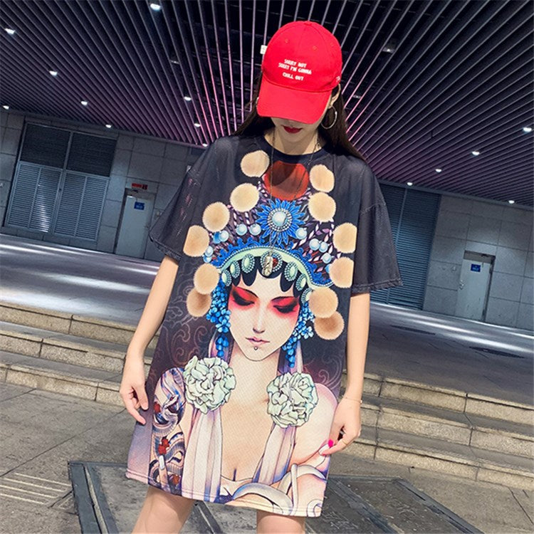 Short Sleeved Loose Fitting Oversized Summer Breathable T-shirt Dress