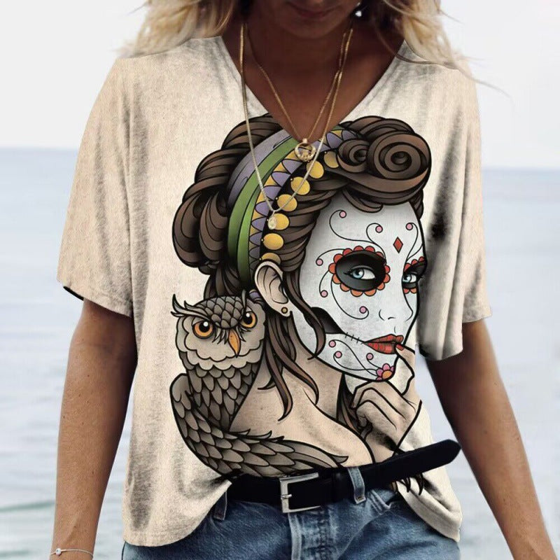 V-neck Fashion Versatile Casual T-Shirt