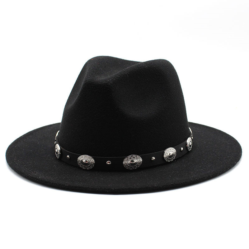 Retro Top Hat With Metal Belt Men And Women Jazz Hat