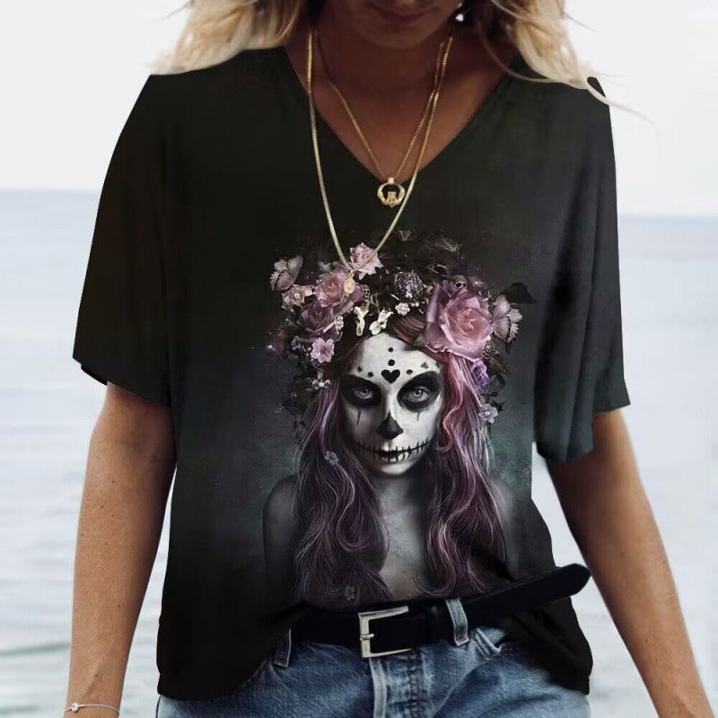 V-neck Fashion Versatile Casual T-Shirt