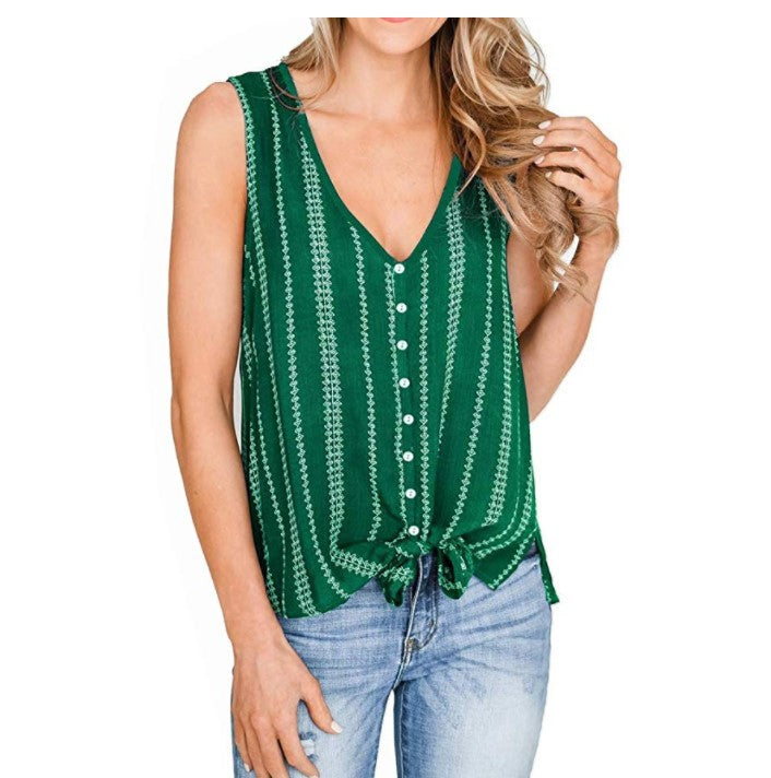 Casual Buttoned Pullover V-neck Women's Shirt