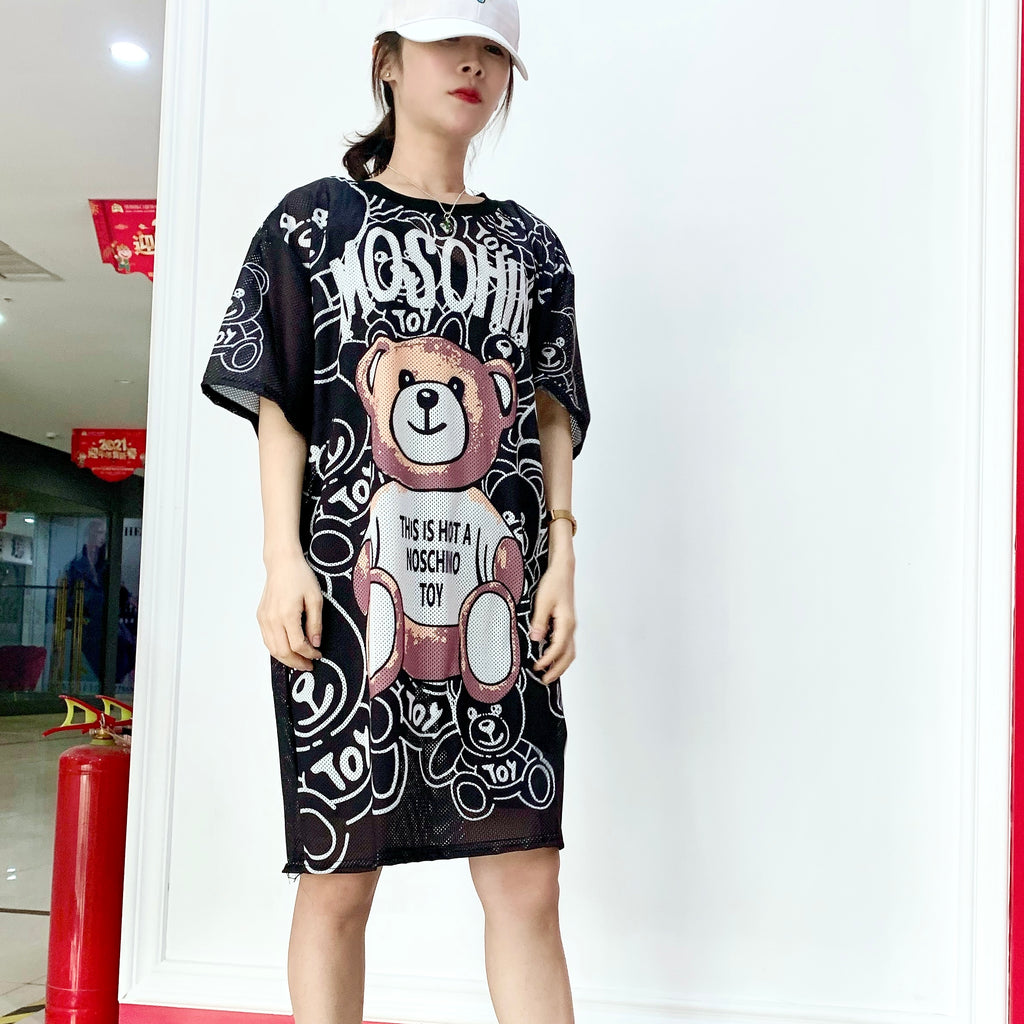 Short Sleeved Loose Fitting Oversized Summer Breathable T-shirt Dress